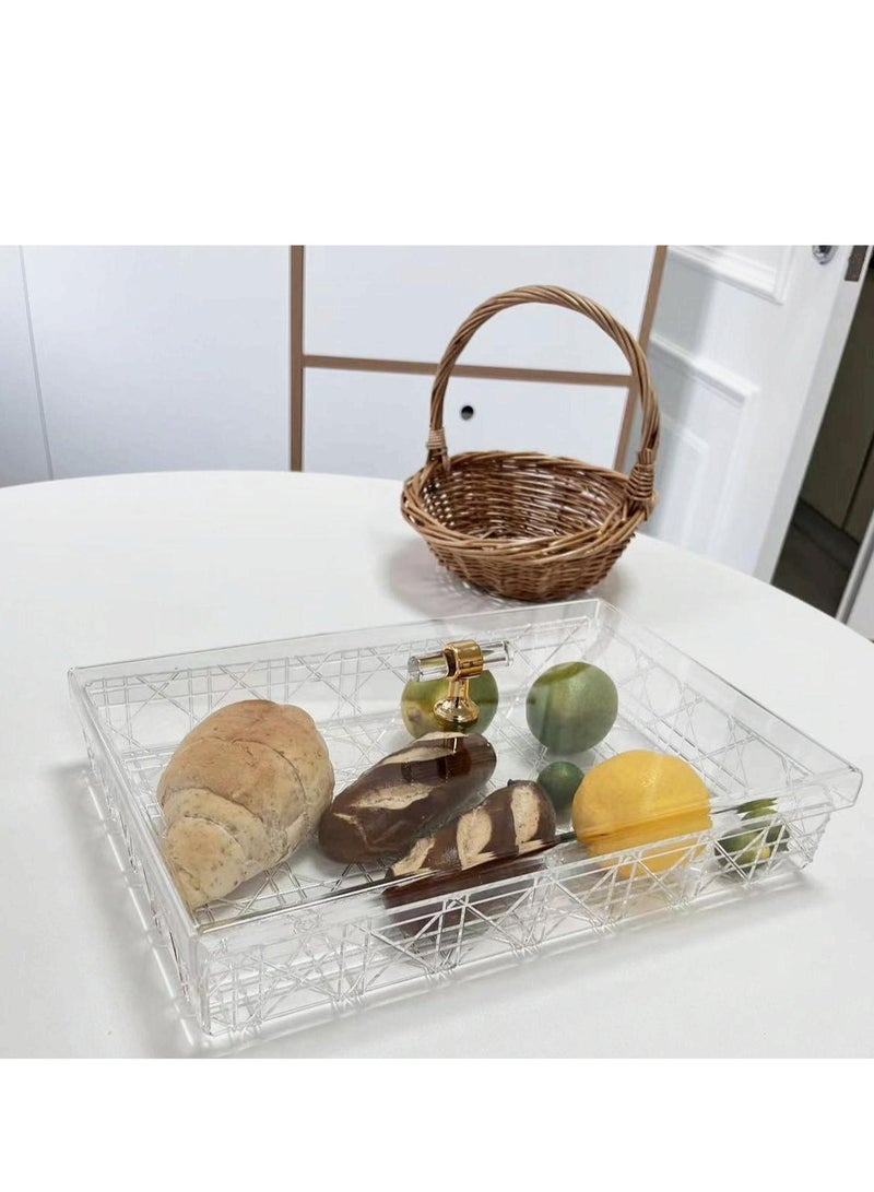 Laseta Acrylic Serving Tray with Lid - Clear | 100% BPA-Free Acrylic Tray | Versatile Storage and Display Solution for Banquets, Parties, and Home Use The tray 35.4*24.4*5.8CM - Image 3