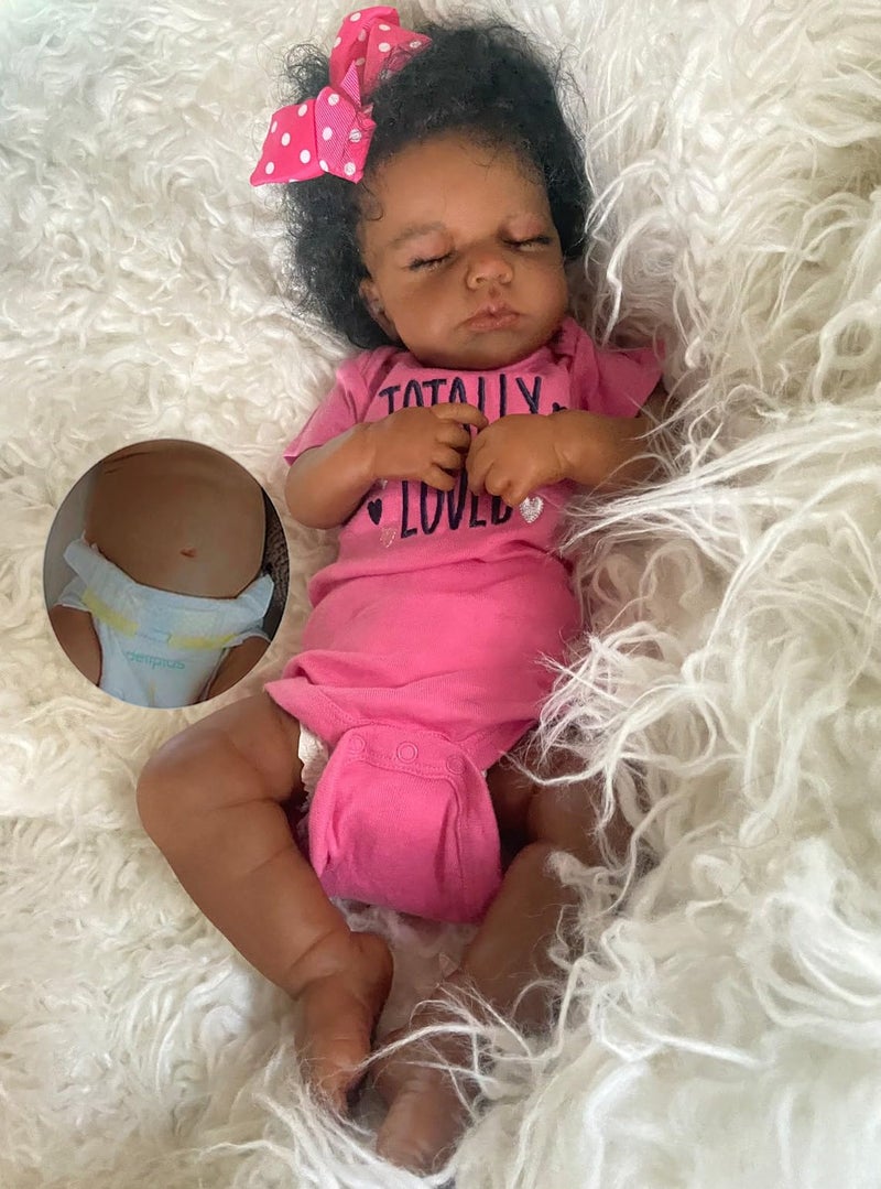 Zero Pam Black Reborn Baby Dolls Silicone Full Body20 in Realistic Baby Doll African American Baby GirlFull Silicone Baby Doll Black Reborn Dolls with Accessories - Image 3