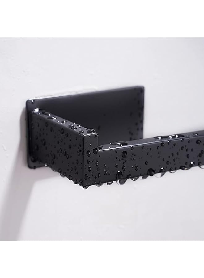 S-TOP Toilet Paper Holder, Wall Mount, Stainless Steel, 12cm Length, Matte Black, Self-Adhesive - Image 3