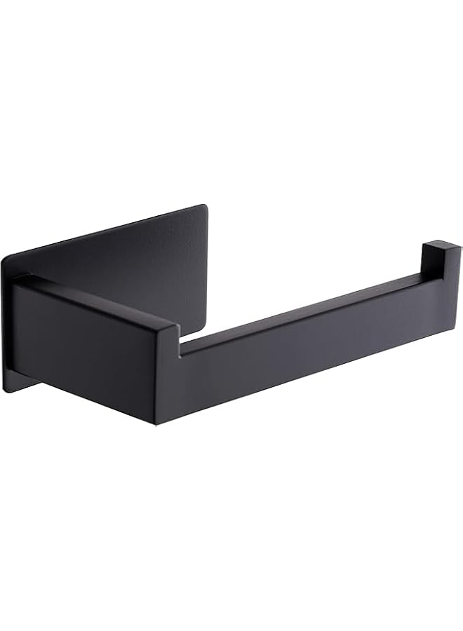 S-TOP Toilet Paper Holder, Wall Mount, Stainless Steel, 12cm Length, Matte Black, Self-Adhesive - Image 1