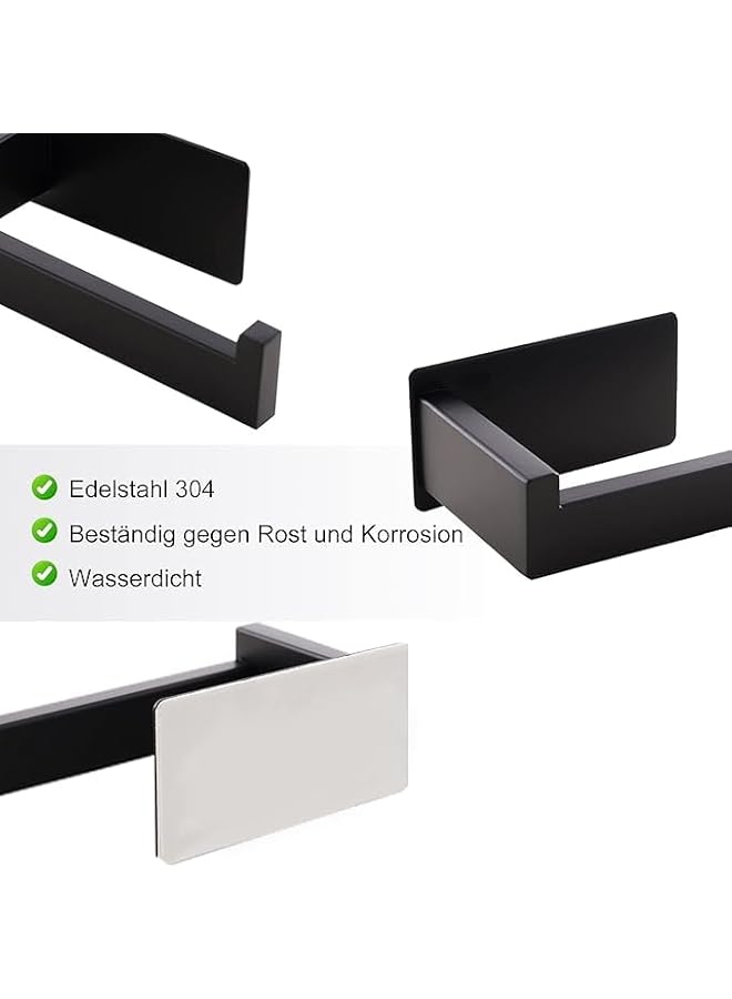 S-TOP Toilet Paper Holder, Wall Mount, Stainless Steel, 12cm Length, Matte Black, Self-Adhesive - Image 2