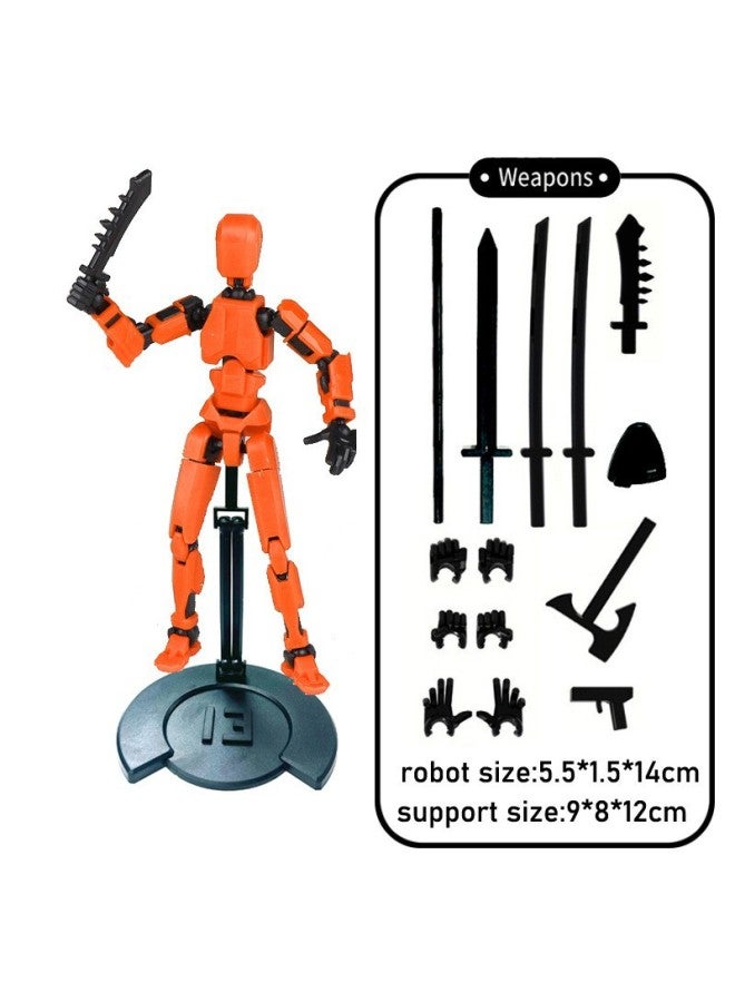 Multi-joint Movable Figure Hand Board Lucky 13 Doll Full Body Activity Robot Decompression To Play Artifact-Color:With Bracket-orange 75g  Bag  - Image 1