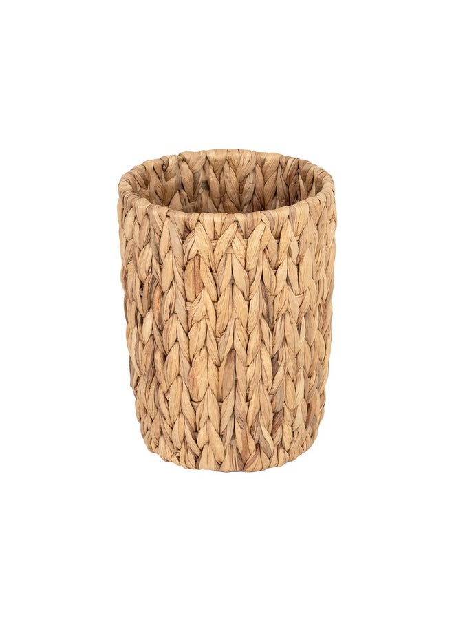 StorageWorks StorageWorks Wicker Waste Basket, Small Trash Can for Bathroom, Water Hyacinth Trash Basket for Office, Wicker Garbage Can for Bedroom, Round, 1 Pack  - Image 1