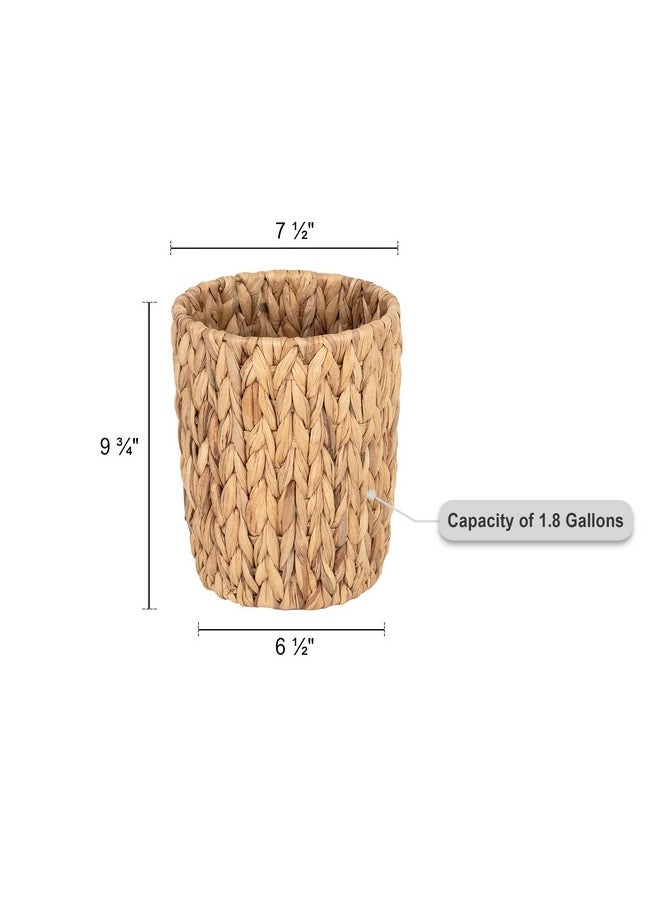 StorageWorks StorageWorks Wicker Waste Basket, Small Trash Can for Bathroom, Water Hyacinth Trash Basket for Office, Wicker Garbage Can for Bedroom, Round, 1 Pack  - Image 2