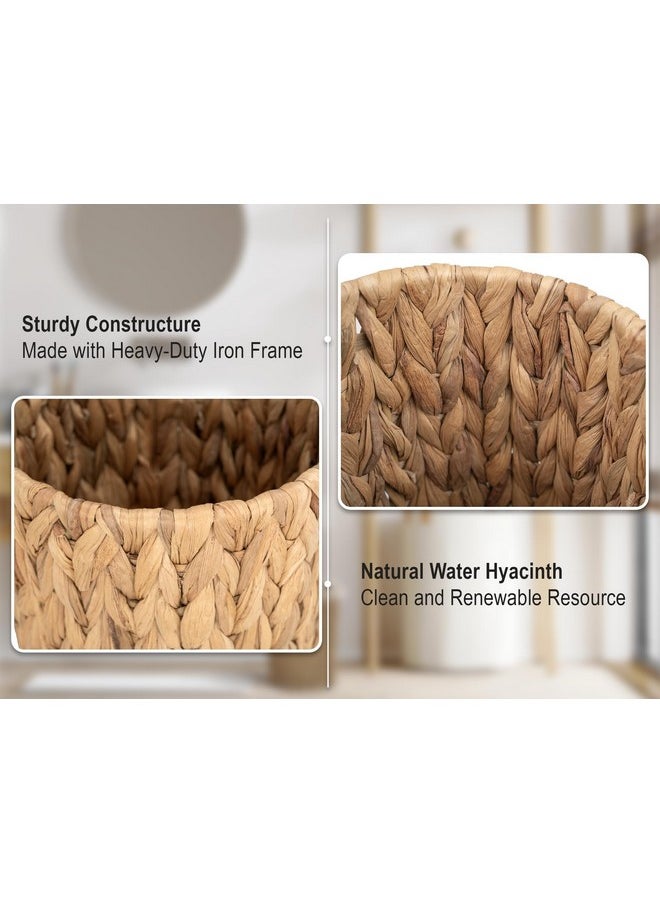 StorageWorks StorageWorks Wicker Waste Basket, Small Trash Can for Bathroom, Water Hyacinth Trash Basket for Office, Wicker Garbage Can for Bedroom, Round, 1 Pack  - Image 4