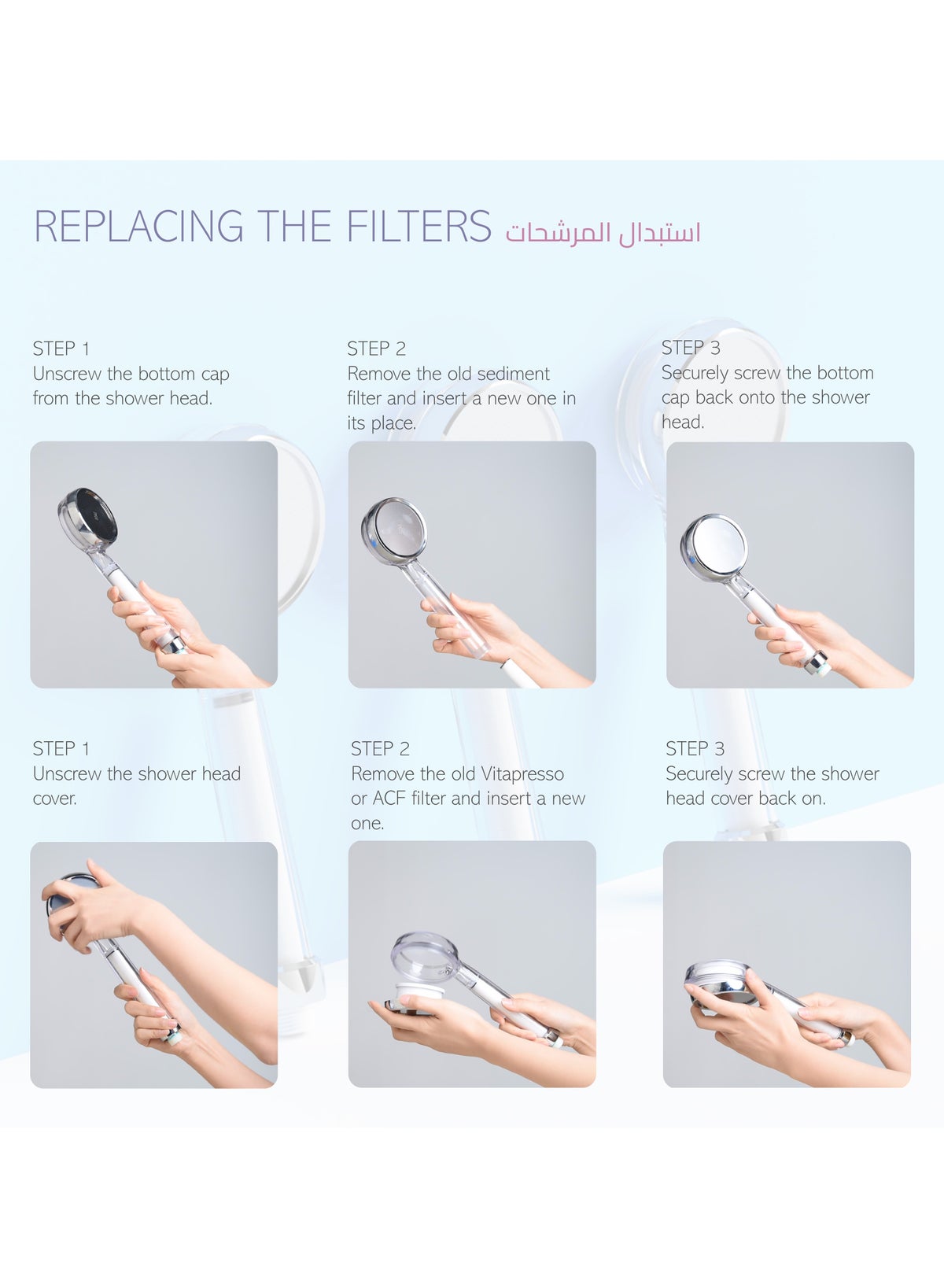 Korean Multi Filtered Shower Head Twin Shower Filter System - Clear