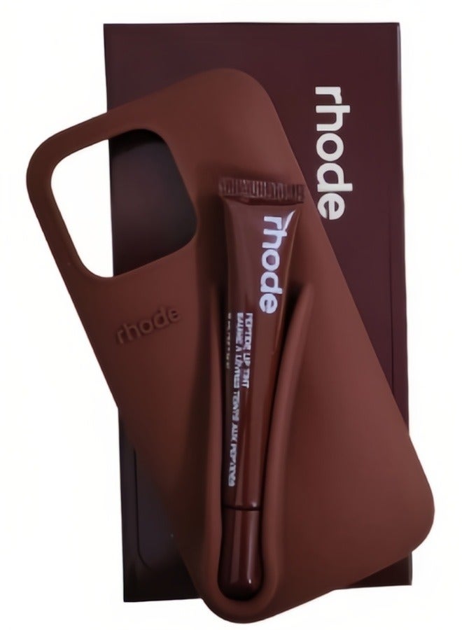 rhode Silicone Lip Holder for Cell Phone, Lip Gloss Adhesive Sleeve for Phone, Lip Holder Stick-on Phone Case, Back Stick On Holder for iPhone Phones（Espresso) - Image 3