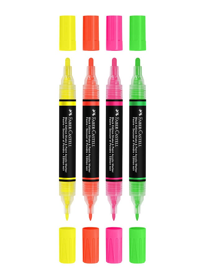 FABER-CASTELL مجموعة أقلام أكريليك BE Shake&Paint بألوان نيون 4 قطع - Image 1