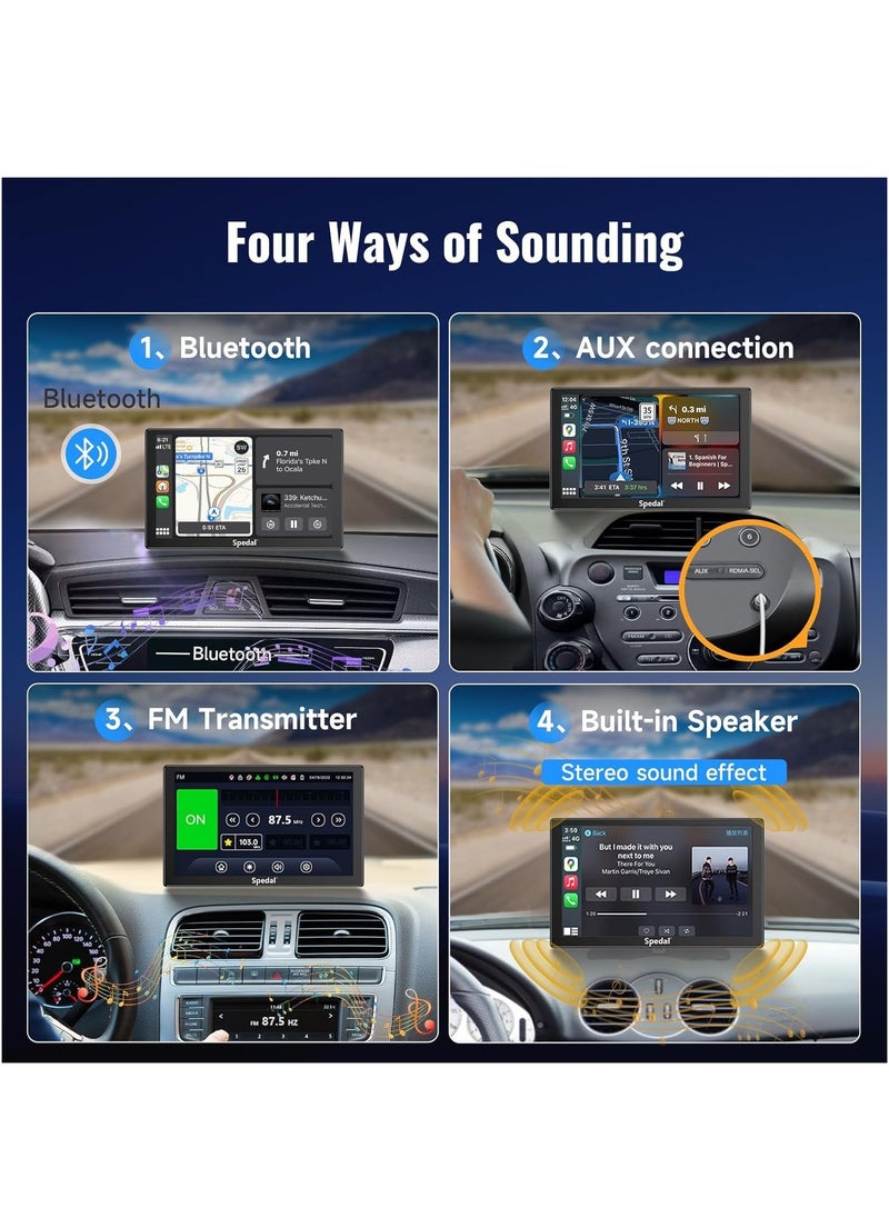 Wireless Apple CarPlay Car Stereo, Portable 9 inch Car Touch Screen Android Auto, 2.5K Dash Cam, 1080p Backup Camera DVR, Drive Navigation with Mirror Link/Siri/FM/Bluetooth