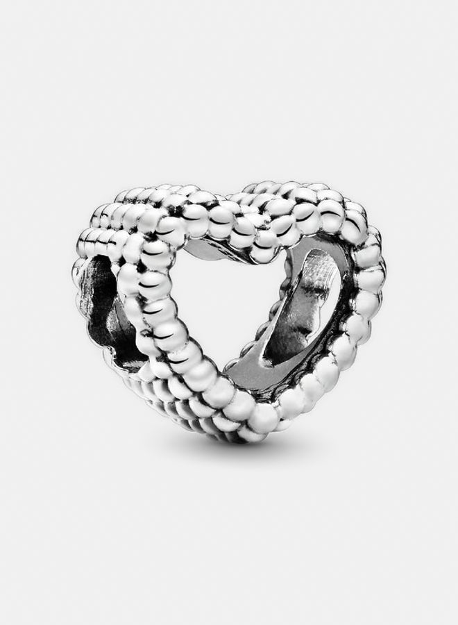 Beaded Heart Silver Charm