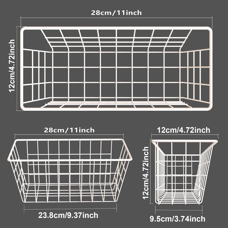 Deertaip Hanging Kitchen Baskets For Storage Adhesive Small Wire Storage Baskets No Drilling Wall Mounted Shelf for Kitchen Pantry Room Cabinet Bathroom, 2 PACK, White - Image 2