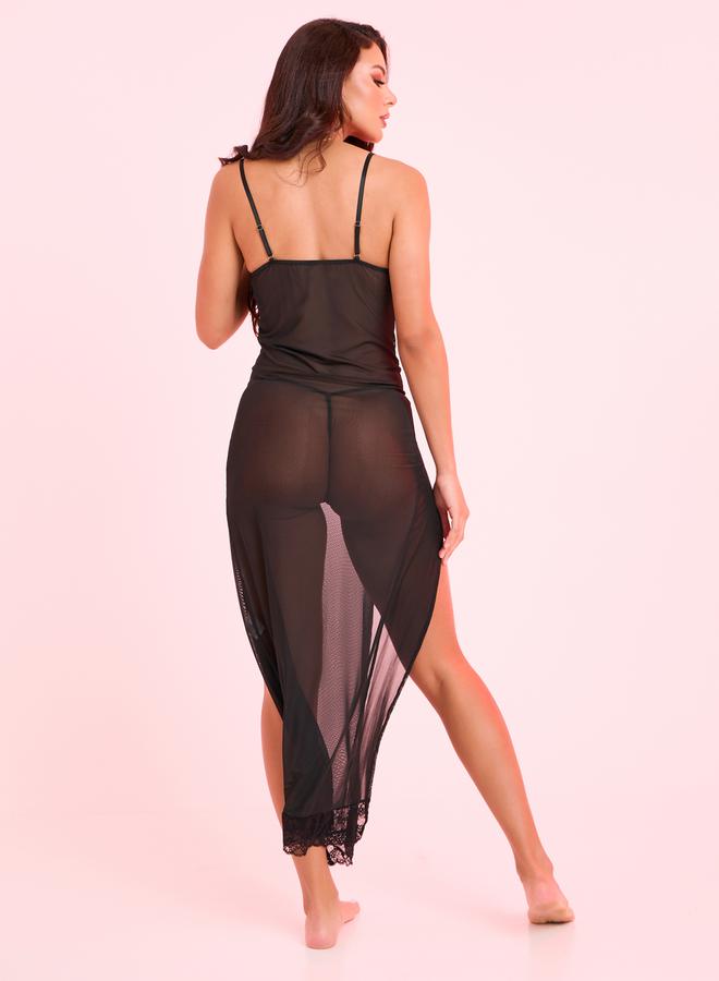 Styli Lace Mesh Detail Slit Detail Babydoll - Image 5