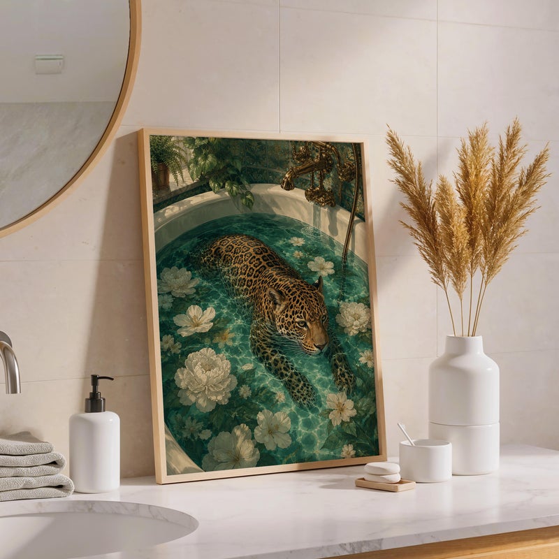TNESSENTIAL Panther Poster, Surreal Animal Wall Art, Luxury Bathroom Decor, Floral Panther Illustration, Elegant Wildlife Print - Image 3