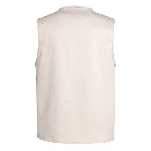 LISUHEPEAL Mens Fishing Vest Summer Outdoor Work Safari Travel Photo Vests with Multi Pockets LS18Beige - Image 3
