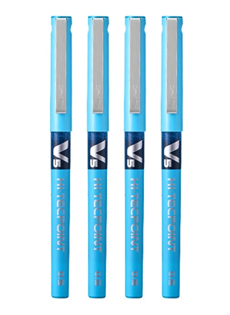 PILOT قلم حبر جاف رفيع 4 قطع هاي تيك بوينت V5 حبر أزرق فاتح - Image 1