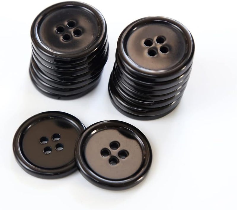 GANSSIA 1 Inch (25mm) Black Resin Buttons Sewing Flatback Button for Garment DIY Craft Decoration Pack of 50PCS - Image 5