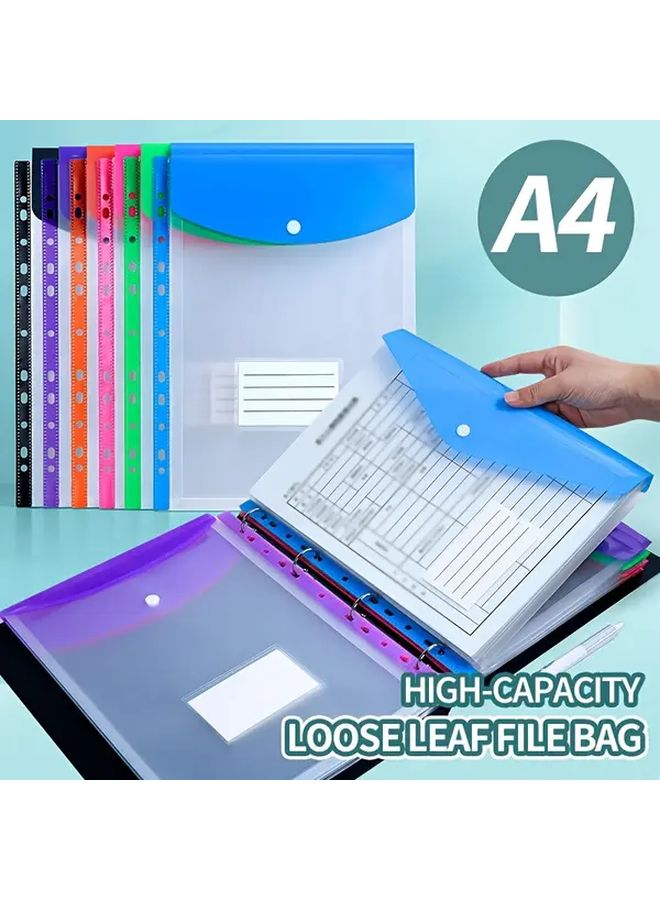 6 Pack Heavy Duty A4 File Folders Expandable Button Label Pocket Mixed Colors - Image 2