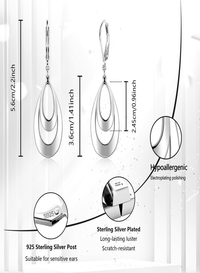 أليكس كرافت أقراط متدلية على شكل دمعة من الفضة الإسترليني عيار 925 من أليكس كرافت للنساء، أقراط متدلية مزدوجة على شكل دمعة مع مشبك خلفي، أقراط مضادة للحساسية، أقراط عصرية أنيقة، هدية مثالية لحفلات التخرج - Image 4