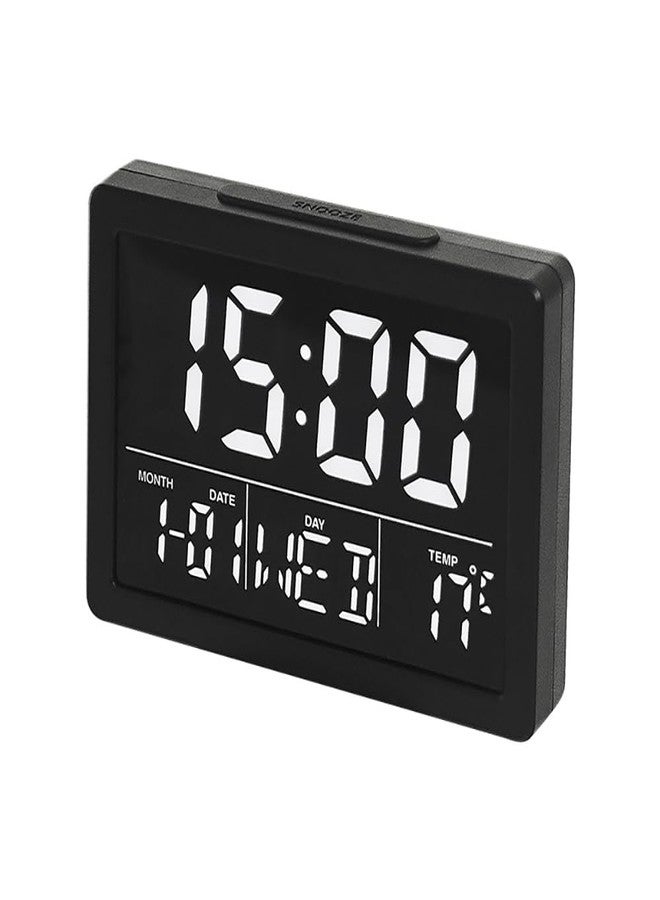Lancoon Digital Alarm Clock, 5.3" LCD Screen Time Date Week Temperature Display 12/24H Snooze Function 6 Adjustable Brightness 8 Ringtones for Home Office Bedroom Living Room (White) - Image 1