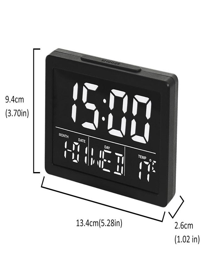 Lancoon Digital Alarm Clock, 5.3" LCD Screen Time Date Week Temperature Display 12/24H Snooze Function 6 Adjustable Brightness 8 Ringtones for Home Office Bedroom Living Room (White) - Image 5