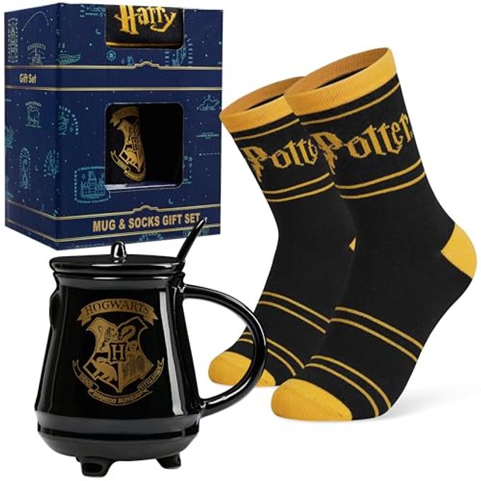 Harry Potter Gifts Mug & Socks Gift Set for Women Teens US Size 4-9, Tea & Coffee Ceramic Mug & Soft Calf Socks Set (4/9 US)