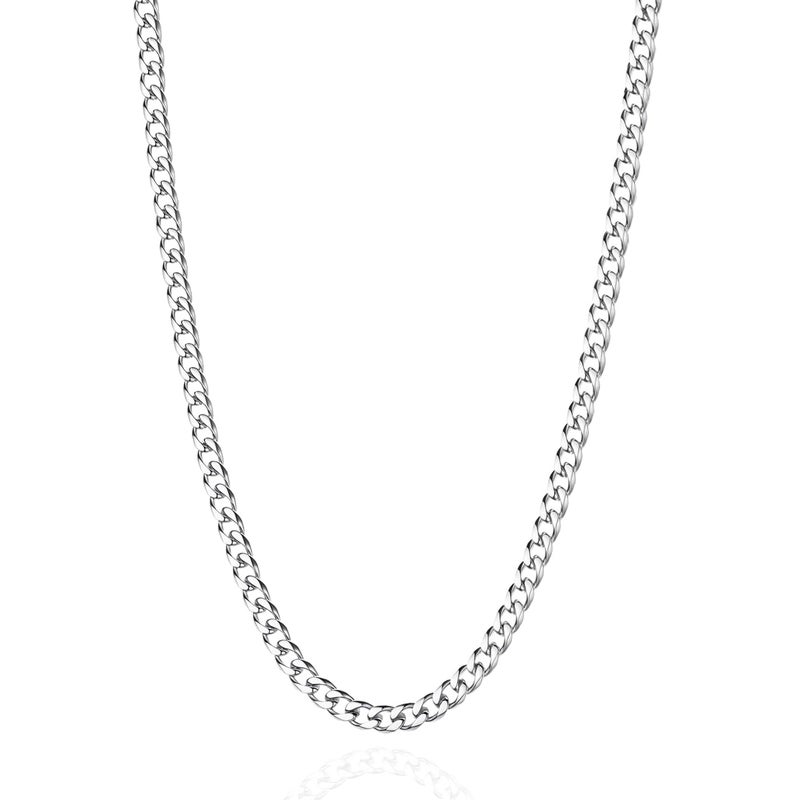 OLARCU 3.5mm Mens Silver Stainless Steel Cuban Link Chain Necklace for Men (3.5mm-Silver, 20 Inches) - Image 1