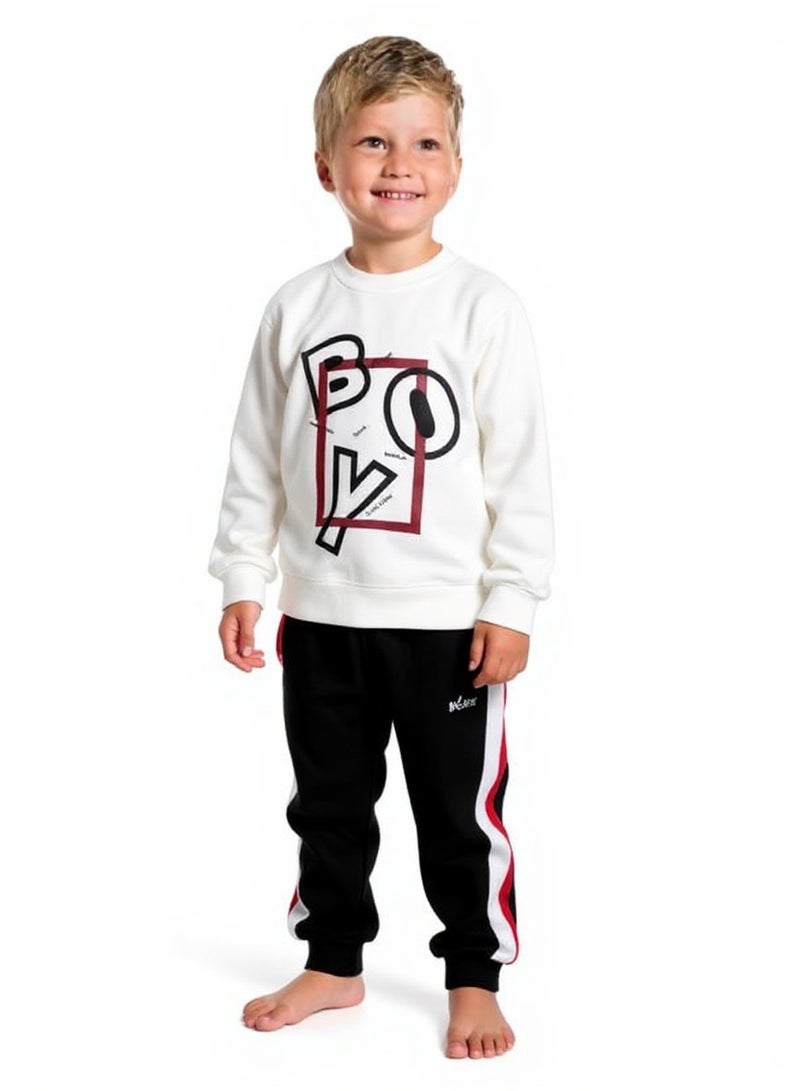 lecoo Boys Winter Cotton Pajama Set – Warm Sweatshirt & Sweatpants | Ages 4-10 Years - Image 1