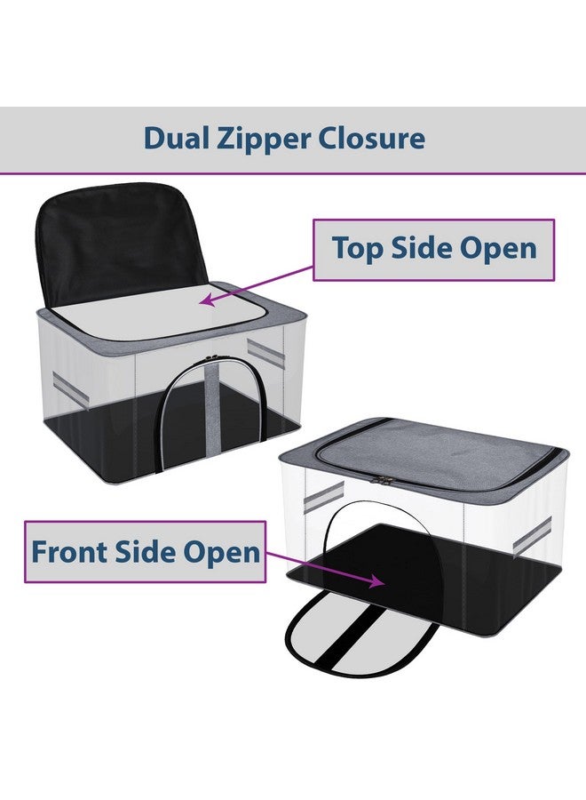 Kuber Industries Kuber Industries Pack of 4 Storage Bag | PVC Transparent Storage Bag | Multi-Purpose Bag for Clothes-Toy | Wardrobe Bag with Handle | Underbed Storage Bag | Khadi U Zip | Dark Grey & Light Grey - Image 5
