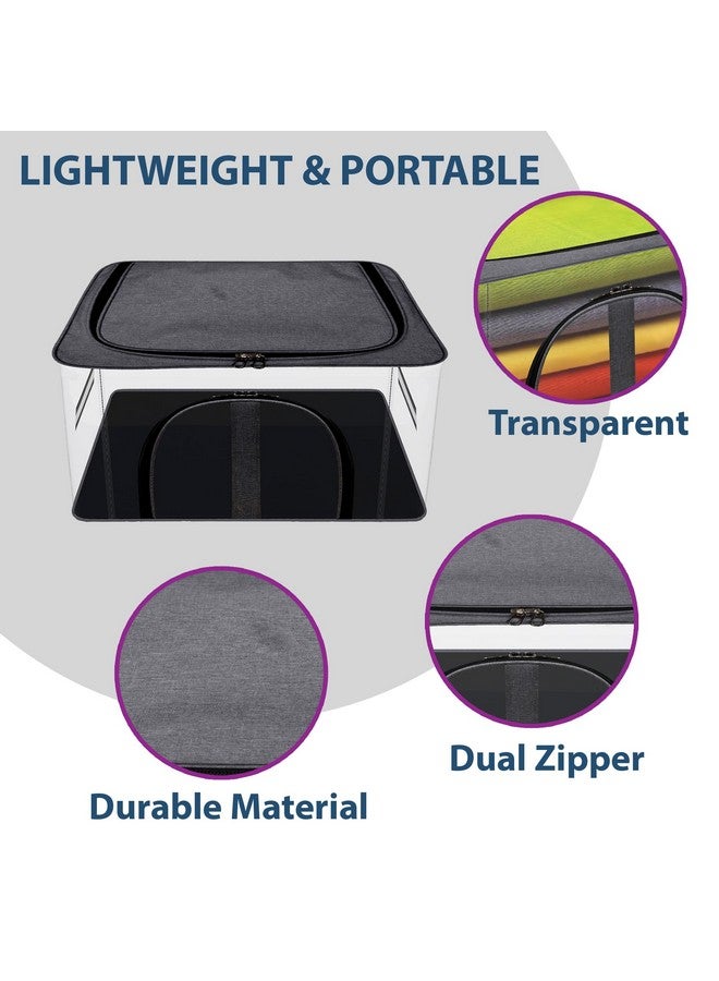 Kuber Industries Kuber Industries Pack of 4 Storage Bag | PVC Transparent Storage Bag | Multi-Purpose Bag for Clothes-Toy | Wardrobe Bag with Handle | Underbed Storage Bag | Khadi U Zip | Dark Grey & Light Grey - Image 4