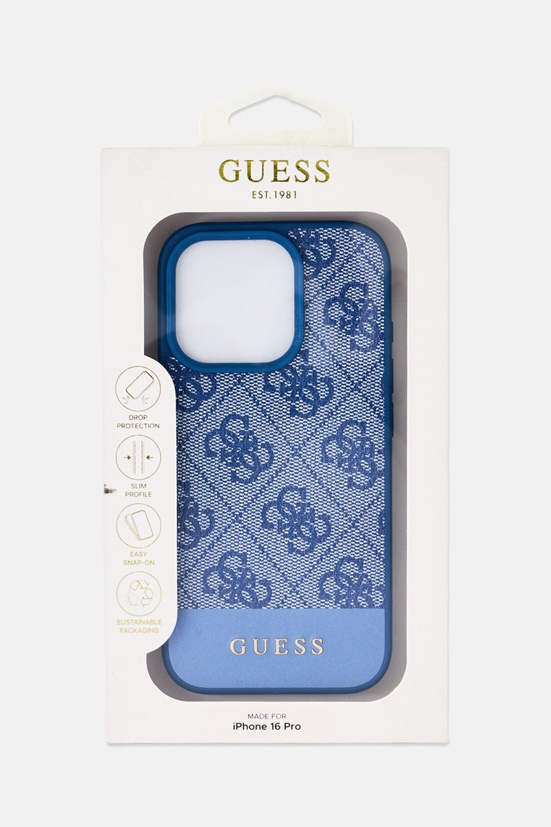 GUESS iPhone 16 Pro Brand Logo Protective Case, Blue - Image 2