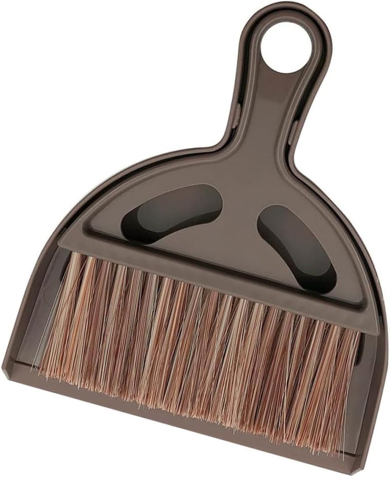 Mini Dustpan and Brush Set, Small Keyboard Cleaning Brush with Dustpan, Coffee Color Desktop Sweeping Tool for Computer and Office Cleaning - Image 1