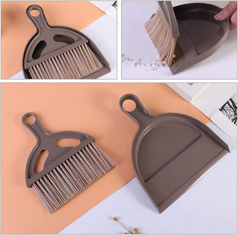 Mini Dustpan and Brush Set, Small Keyboard Cleaning Brush with Dustpan, Coffee Color Desktop Sweeping Tool for Computer and Office Cleaning - Image 4