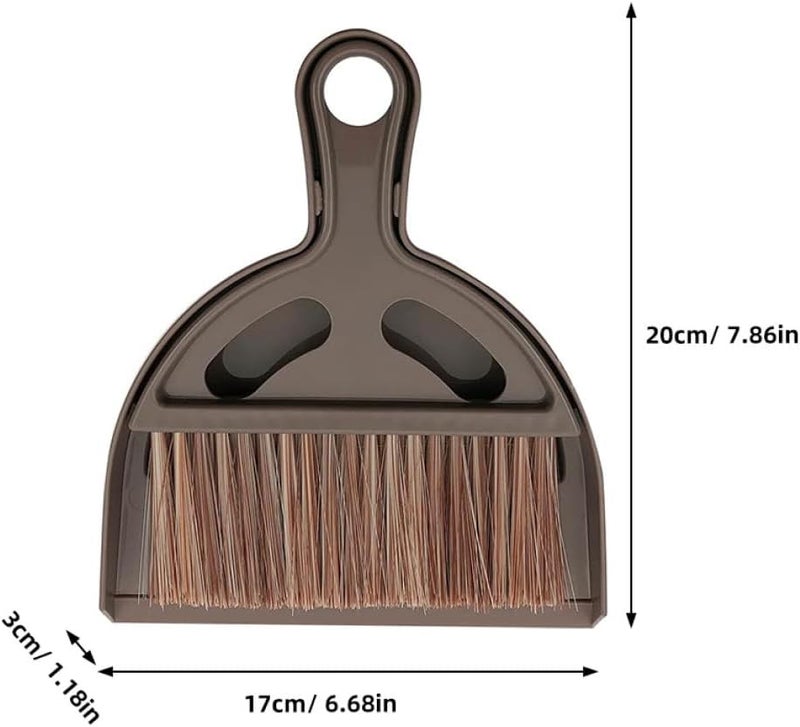 Mini Dustpan and Brush Set, Small Keyboard Cleaning Brush with Dustpan, Coffee Color Desktop Sweeping Tool for Computer and Office Cleaning - Image 2