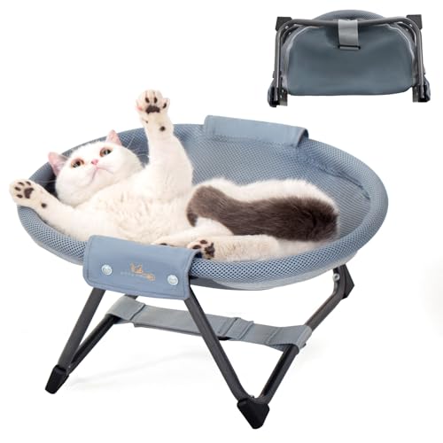 KITTY KINGDOM Elevated Cat Hammock Bed Foldable NoAssembly Cat Bed with Breathable Mesh for Indoors and Outdoors Use Lightweight Raised Pet Bed for Cats and Small Dogs - Image 1