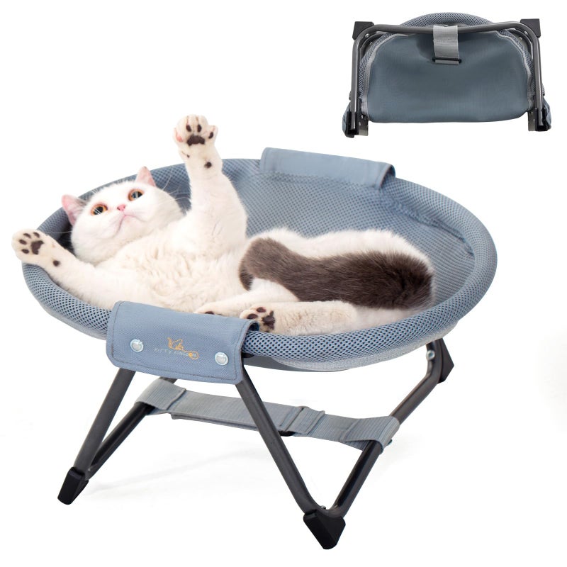KITTY KINGDOM Elevated Cat Hammock Bed Foldable NoAssembly Cat Bed with Breathable Mesh for Indoors and Outdoors Use Lightweight Raised Pet Bed for Cats and Small Dogs - Image 2