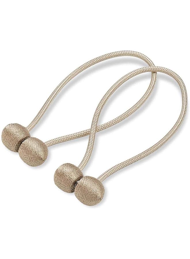 The Bros 1 Pair Magnetic Curtain Tiebacks Decorative Rope Holdback Holder For Small Window Drapries, Beige, 2724696855253, - Image 1