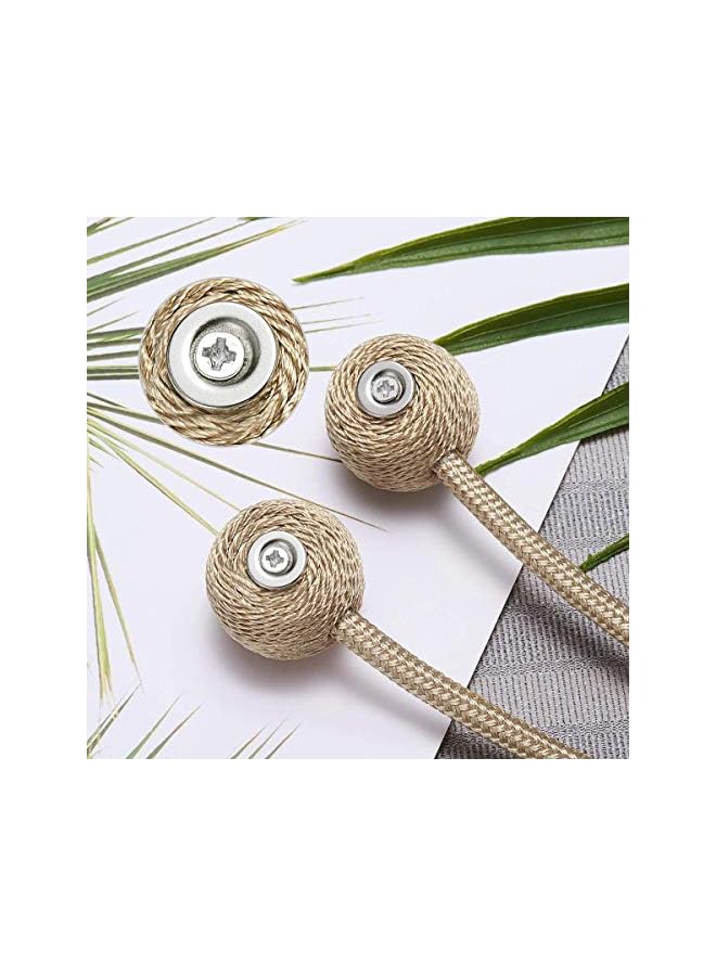 The Bros 1 Pair Magnetic Curtain Tiebacks Decorative Rope Holdback Holder For Small Window Drapries, Beige, 2724696855253, - Image 2