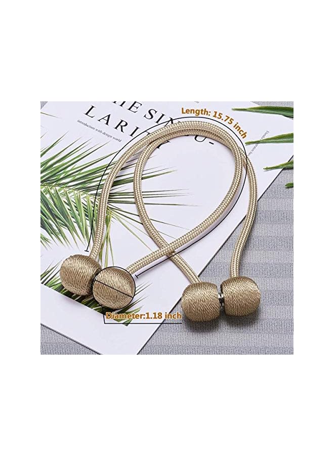 The Bros 1 Pair Magnetic Curtain Tiebacks Decorative Rope Holdback Holder For Small Window Drapries, Beige, 2724696855253, - Image 3