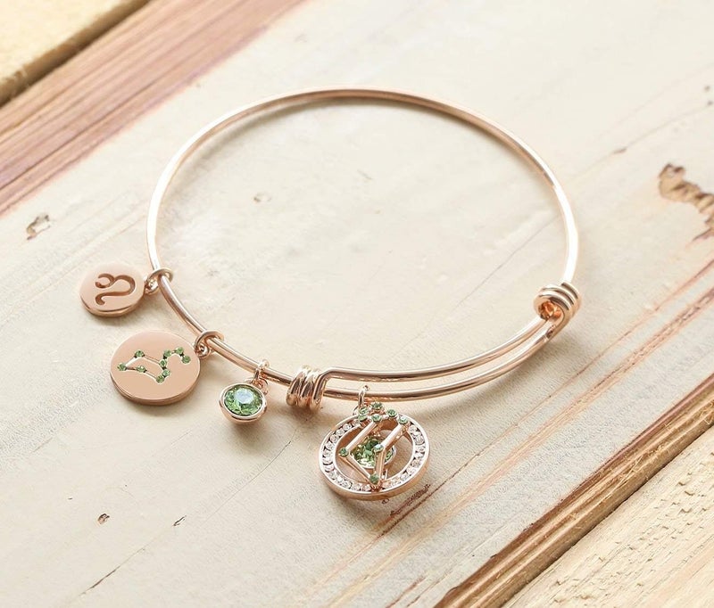 Leafael Superstar Zodiac Expandable Bangle Bracelet Made with Premium Crystals Horoscope Constellation October November Birthstone Topaz Brown Jewelry, Rose Gold Plated, 7" - Image 3