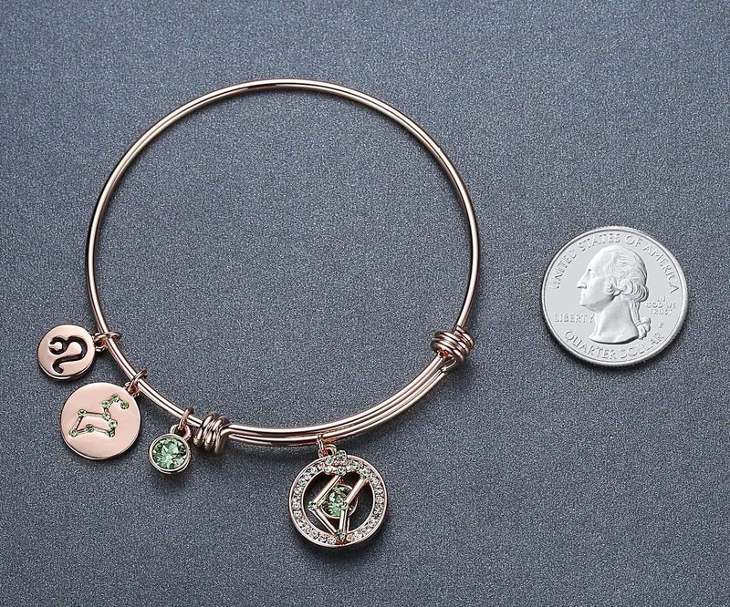 Leafael Superstar Zodiac Expandable Bangle Bracelet Made with Premium Crystals Horoscope Constellation October November Birthstone Topaz Brown Jewelry, Rose Gold Plated, 7" - Image 2