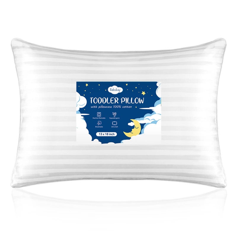 Babebay Toddler Pillow,13 x 18 Toddler Pillows for Sleeping,Machine Washable Kids Pillow, Perfect for Travel,Toddlers Cot(Not Included Pillowcase) - Image 1
