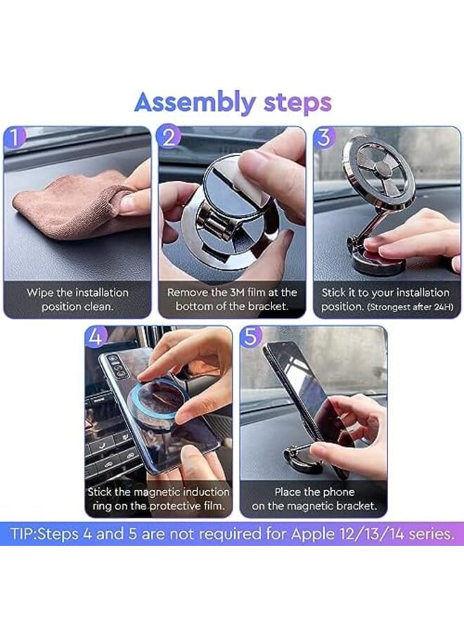 Excefore Magnetic Car Phone Holder Magnetic Phone Holder For Car Dashboard Air Vent Cell Phone Holder Compatible With Magsafe Car Mount Adjustable Phone Mount For Iphone 14 13 12 Pro Max Plus - Image 3