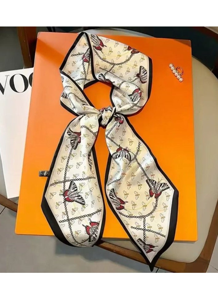 OLUDENIZ - Women's Elegant Silk Scarf – Long Skinny Printed Fashion Accessory - Image 1
