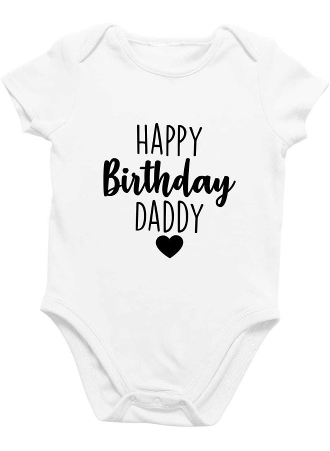 Printique Printique Onesie Organic Baby One Piece Short Sleeve Bodysuit, 0-12 Months - Happy Birthday Daddy  - Image 1