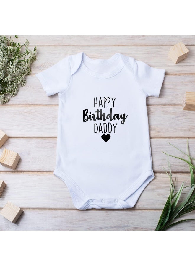 Printique Printique Onesie Organic Baby One Piece Short Sleeve Bodysuit, 0-12 Months - Happy Birthday Daddy  - Image 3
