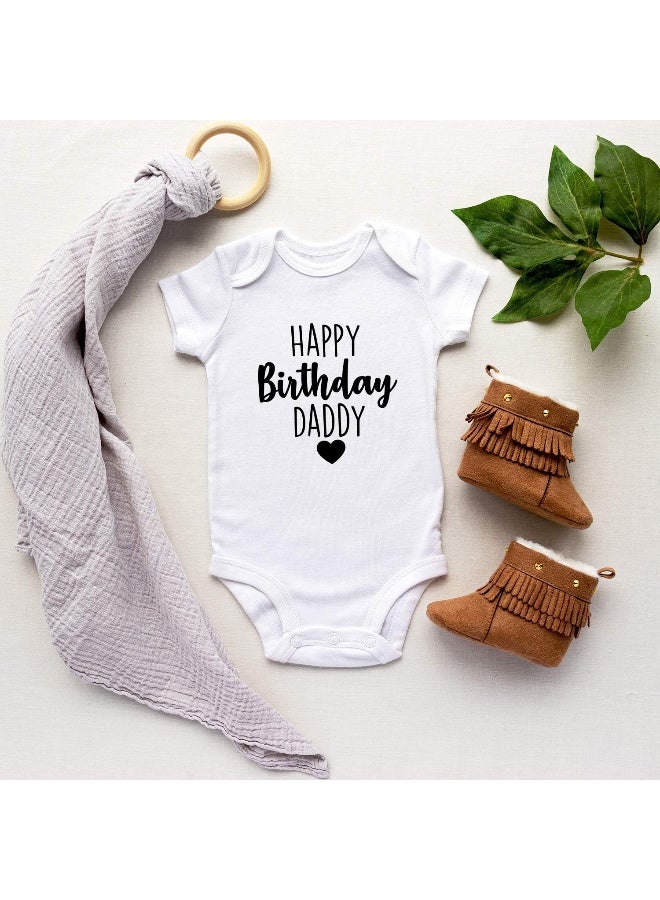 Printique Printique Onesie Organic Baby One Piece Short Sleeve Bodysuit, 0-12 Months - Happy Birthday Daddy  - Image 2