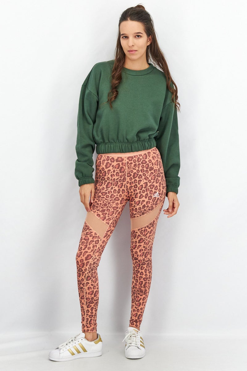 Adidas Women Sportswear Fit Solid Long Sleeve Outdoor Sweatshirts, Dark Green  - Image 3