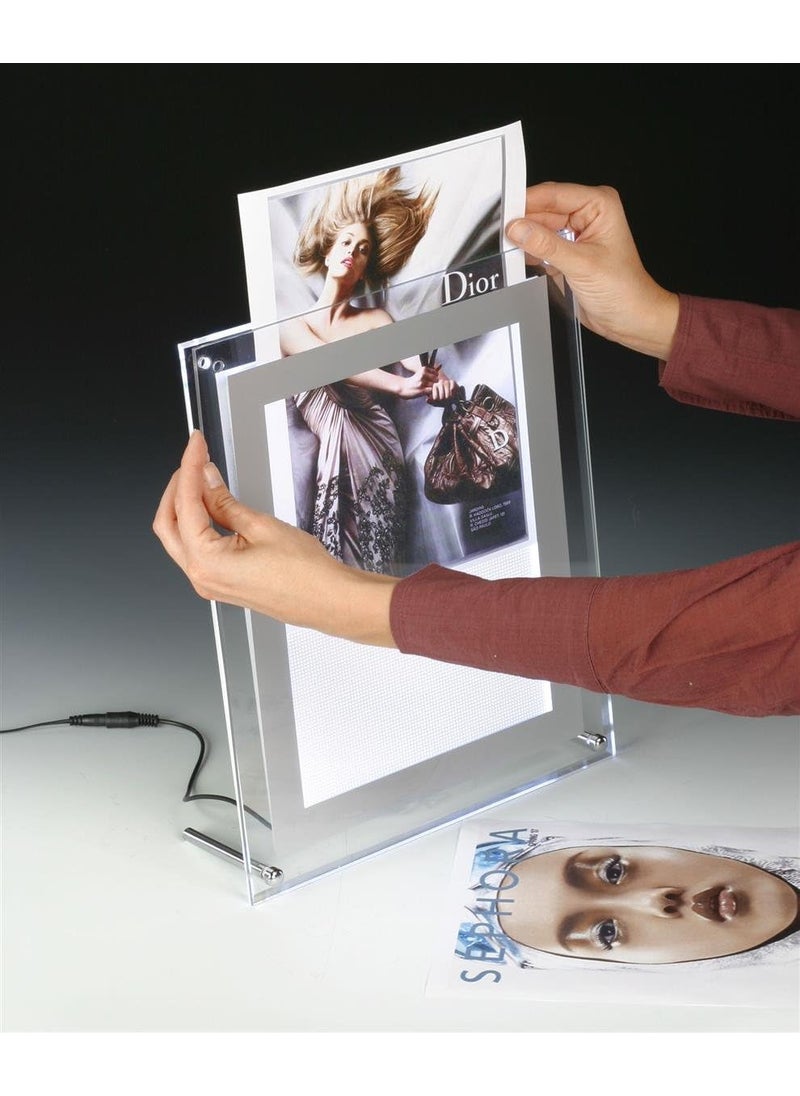 Displays2go Illuminated Picture Frame for 85 by 11 inch Photos Tabletop or Wall  Clear Acrylic  - Image 3
