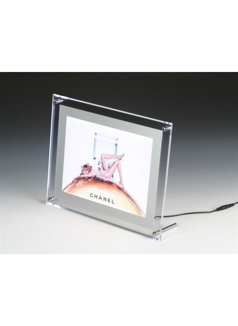 Displays2go Illuminated Picture Frame for 85 by 11 inch Photos Tabletop or Wall  Clear Acrylic  - Image 2