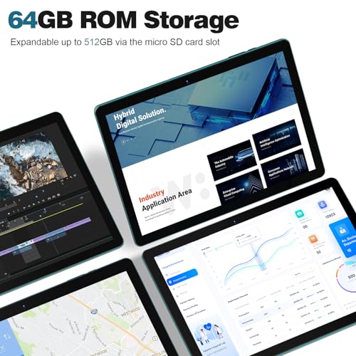 PRITOM تابلت PRITOM M10 بحجم 10 بوصة - تابلت أندرويد 13 مع 64 جيجابايت، 512 جيجابايت قابل للتوسيع، رباعي النواة، شاشة HD IPS، كاميرا مزدوجة، واي فاي، بلوتوث، أزرق - Image 4